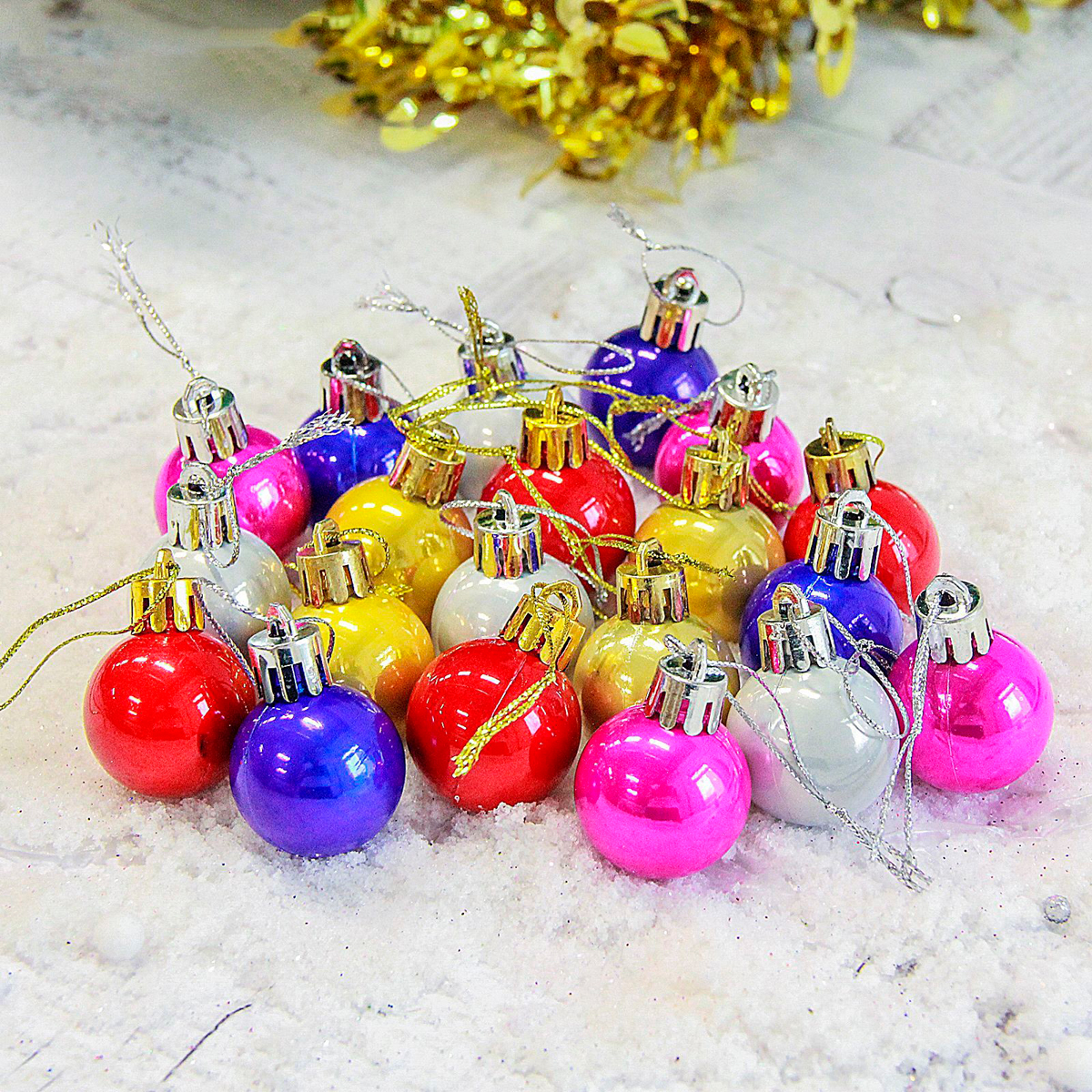 Шары новогодние d-3 см (набор 20 шт.) "глянец" цвет микс  "зимнее волшебство" 2178139