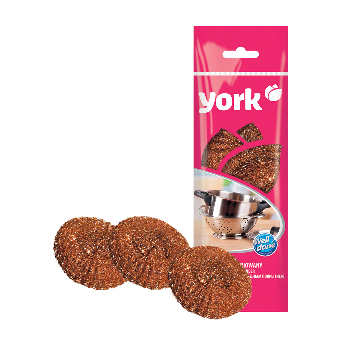 Мочалки для посуды медные упак. 3 шт. (1/80) "york"