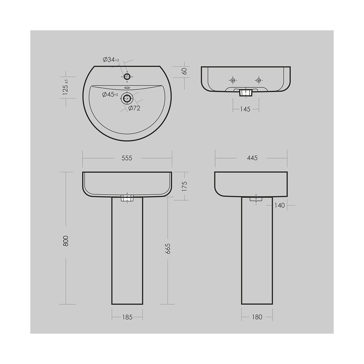 Раковина "best" белая "sanita luxe"  wb.pd/best/55-c/wht.g/s1