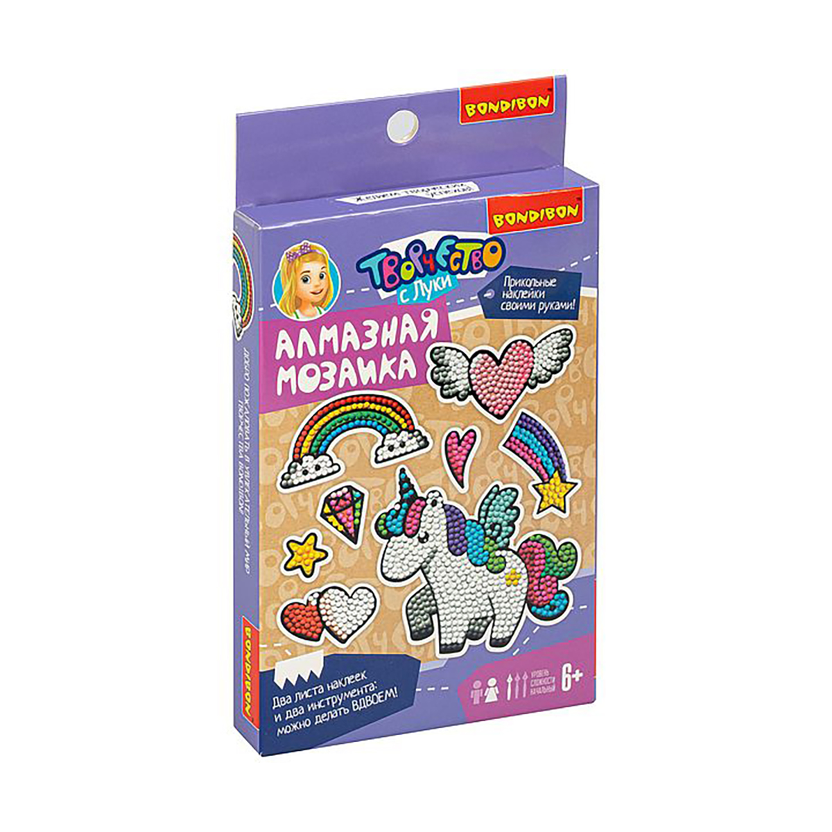 Набор для творчества "алмазная мозаика" (наклейки единорог) "bondibon" вв4770