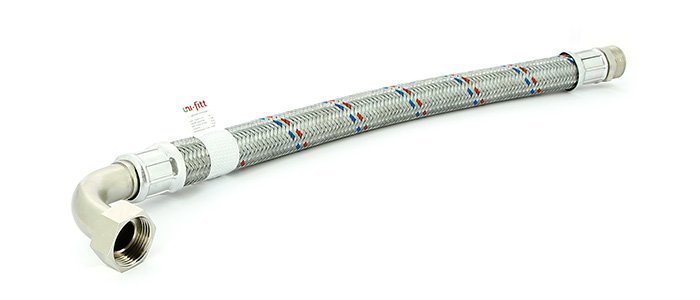 Подводка угловая из нержавеющей стали антивибрационная UNI-FITT ВН 1", 80 см, DN 25