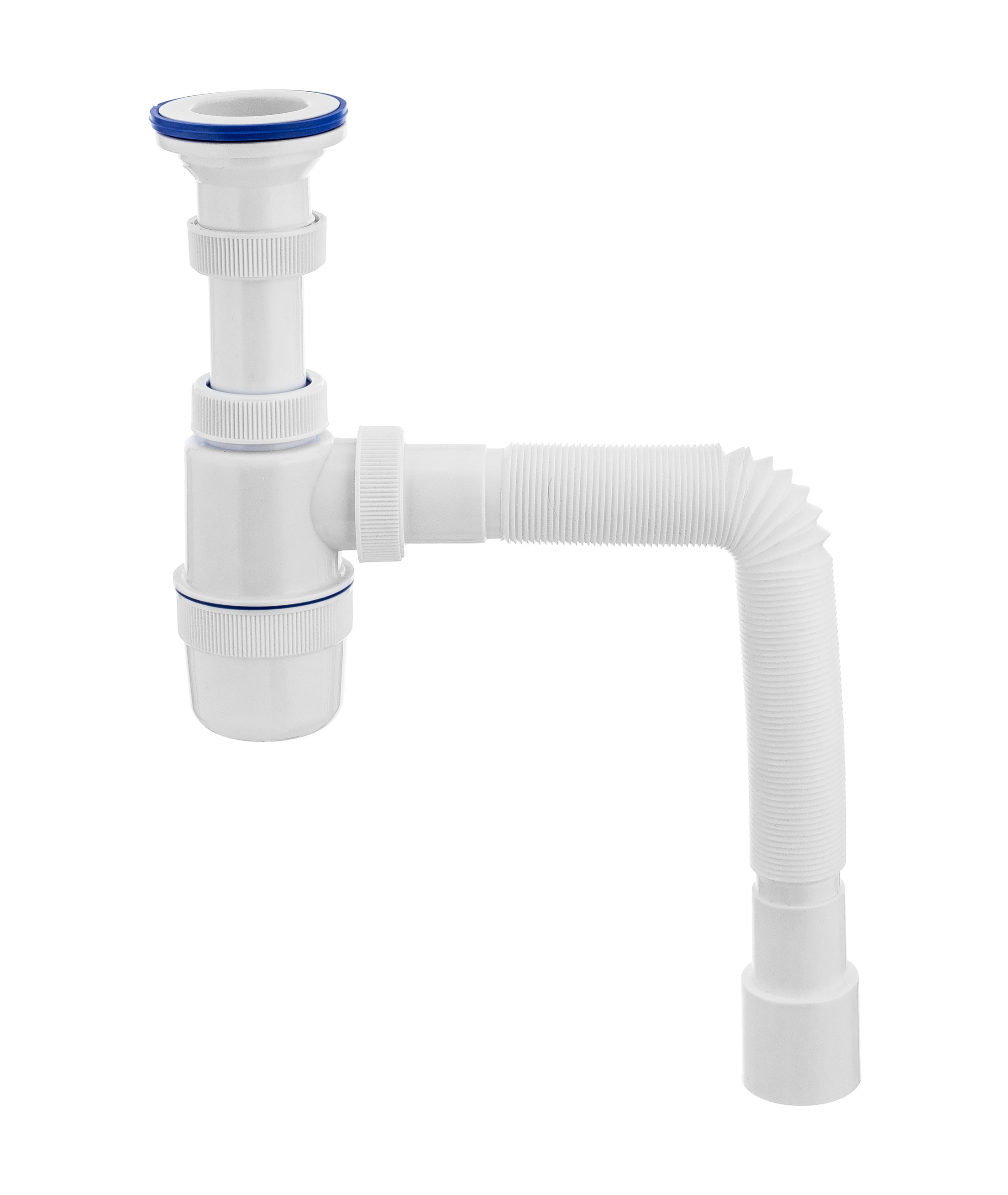 Сифон "элит" с пласт. выпуском 1 1/2" х 40 мм, с гофротрубой 800 мм (1/30) "вирпласт"