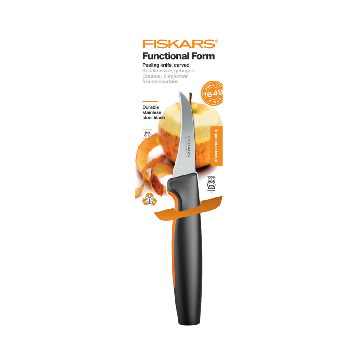 Нож для овощей с изогнутым лезвием "functional form" 6,8 см (1/6) "fiskars" 1057545
