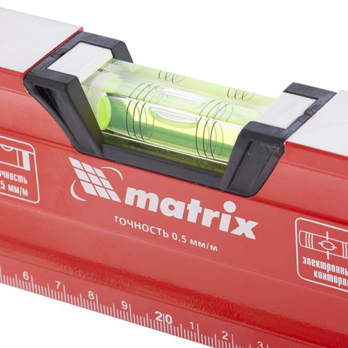 Уровень алюмин. 3 глазка (1 зеркал.) 1000 мм  магнитный, фрезеров., двухкомп. рукоят.(1/30) "matrix"