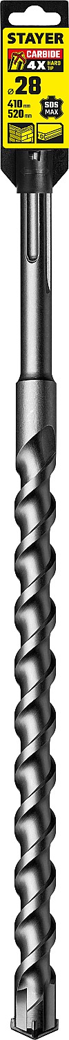 STAYER Hercules-4Х, 28 x 410/520 мм, SDS-max бур, Professional (29370-410-28)