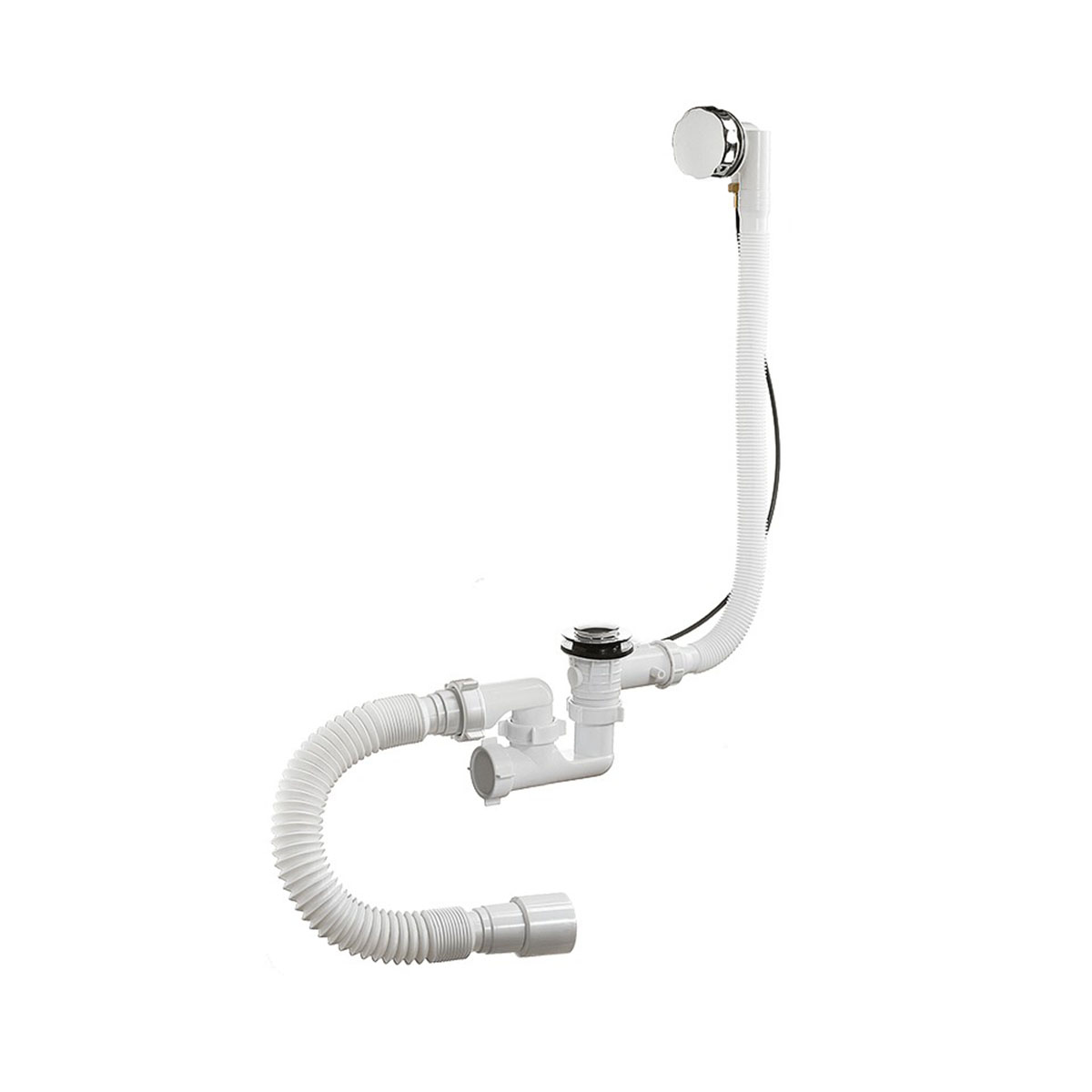 Сифон для ванн 1 1/2" х 40 мм полуавтомат. с переливом и гофротрубой, регулир. (1/22) "orio" а-27089