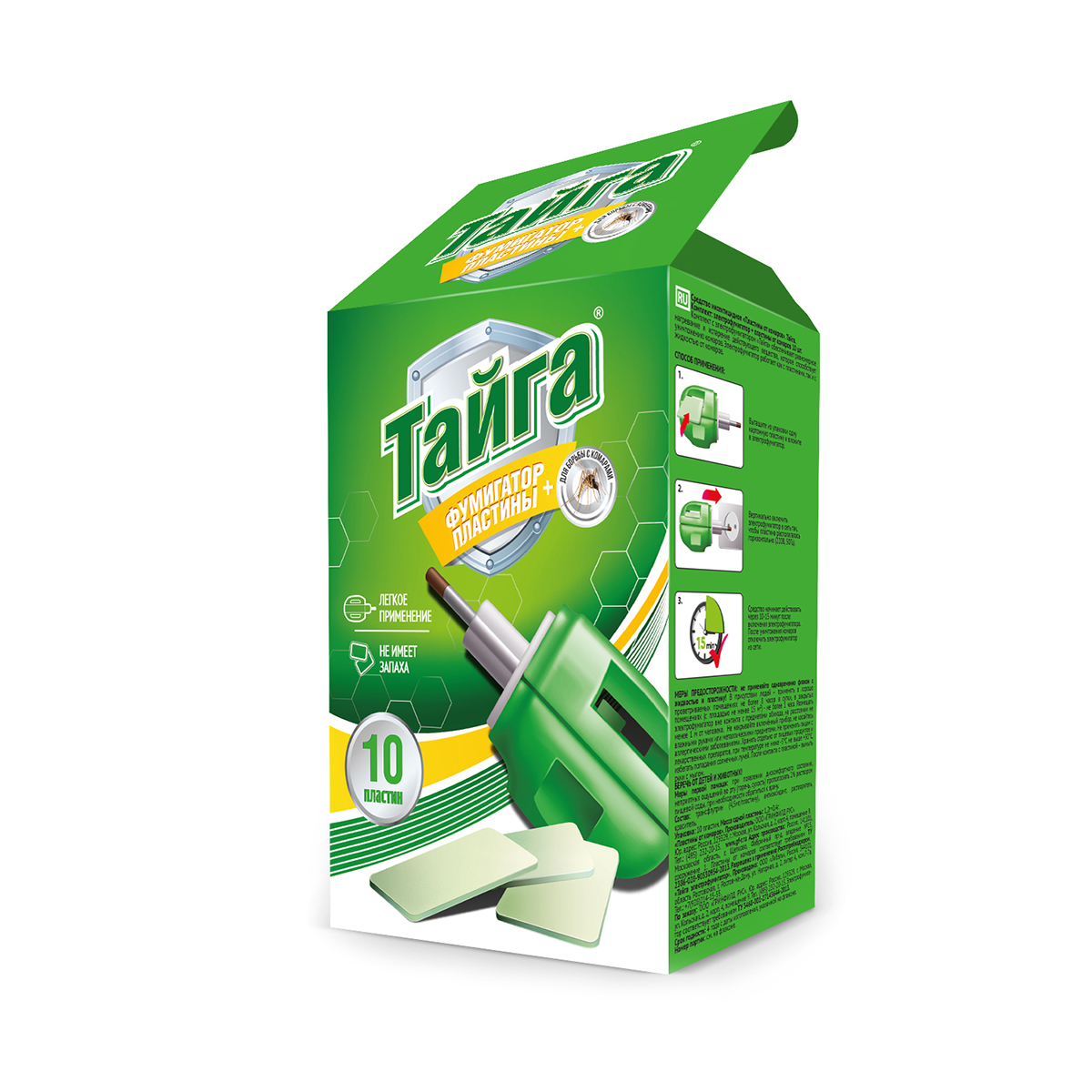 Средство от комаров комплект пластины 10 шт. "тайга" + фумигатор (1/12)