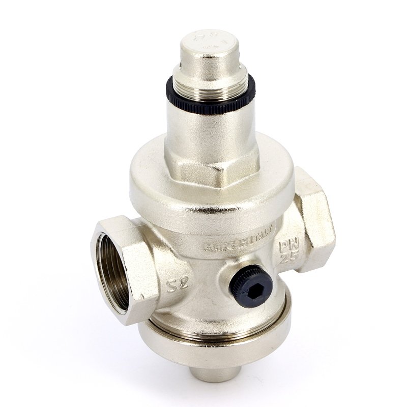 Редуктор давления UNI-FITT 1" никель полный проход с 2-мя отверстиями под манометр