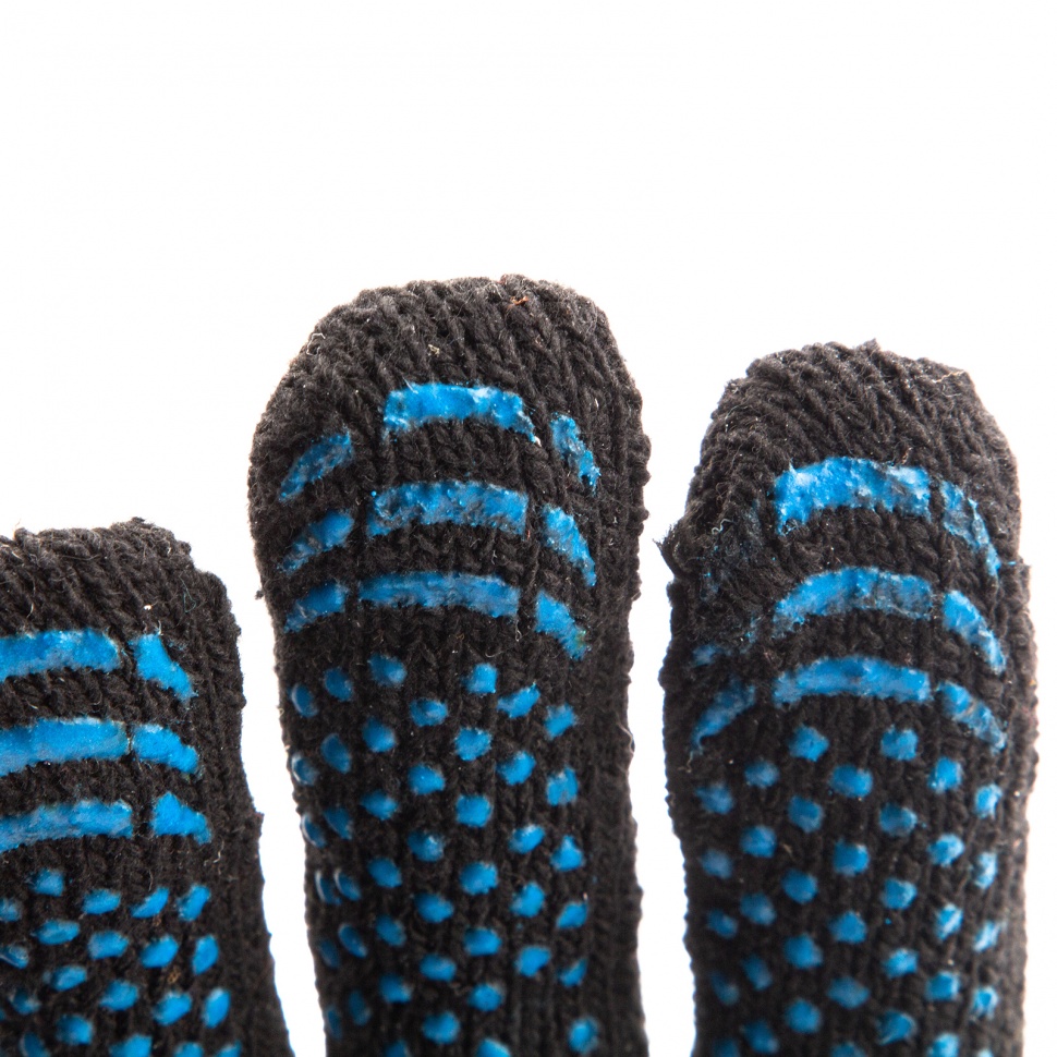 Перчатки хлопкоэфирные плюшевые, ПВХ "Точка", 7 кл, 55 гр Сибртех (67769)