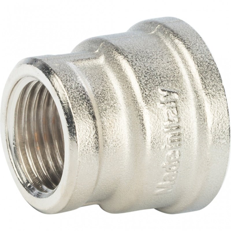 Муфта резьбовая переходная 3/4" x 1/2" ВР никель STOUT