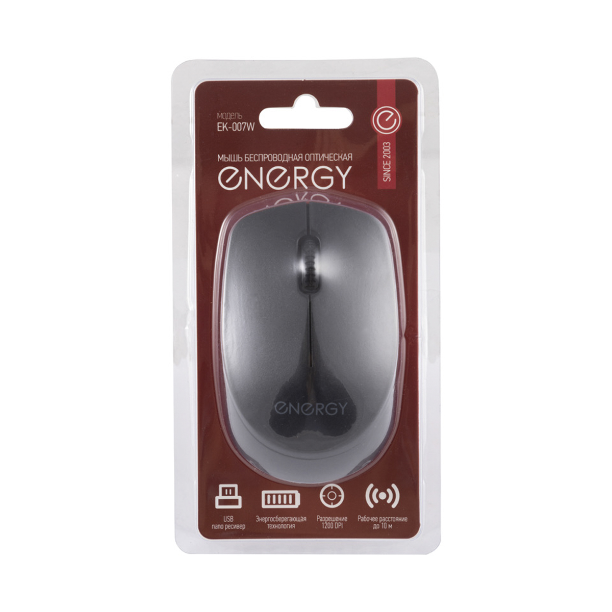 Мышь беспроводная оптическая ek-007w (черный) (1/60) "energy"