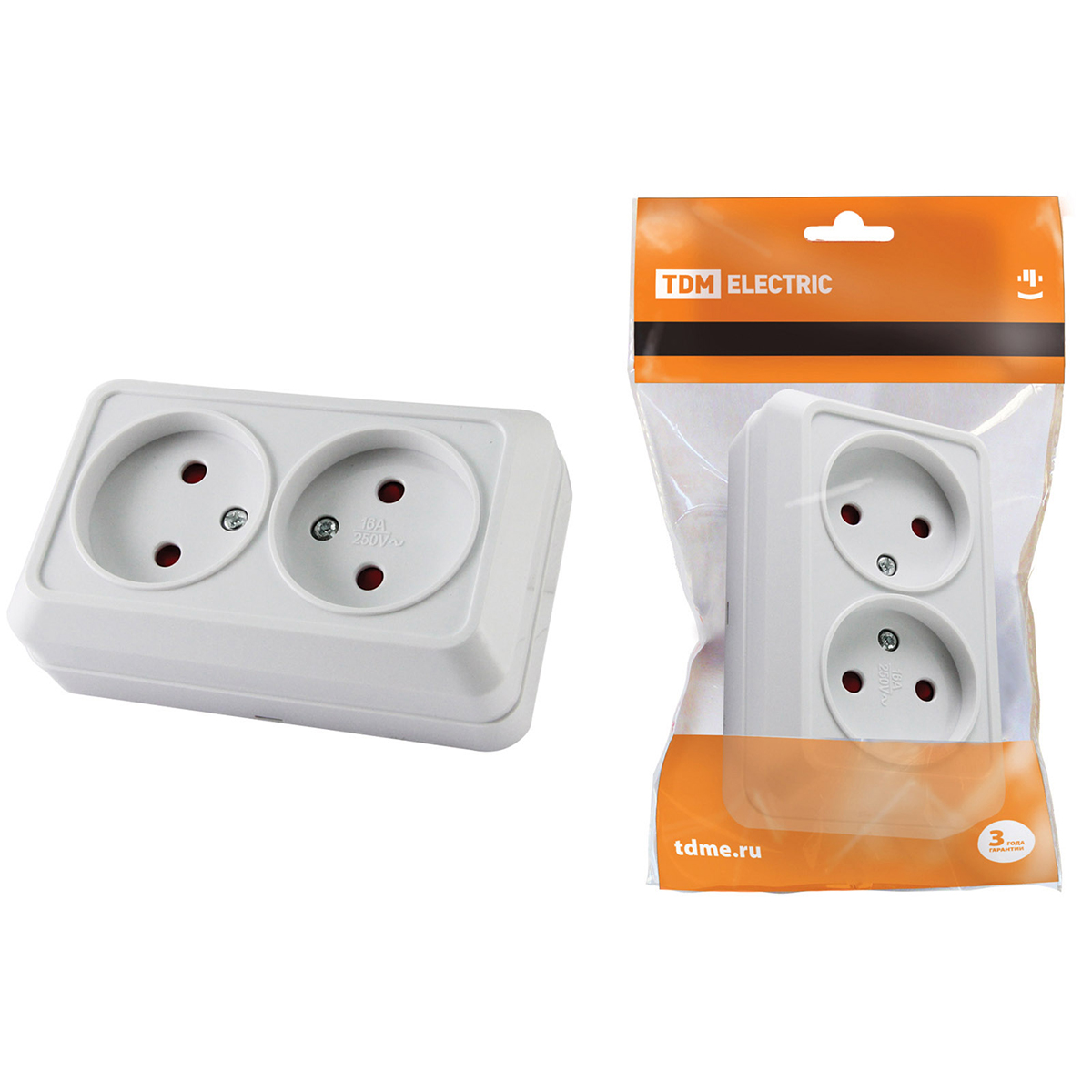 Розетка двойная открыт. уст. 10а 250в ip20 с защитн. штор. "ладога" белая (1/10/200) tdm sq1801-0061