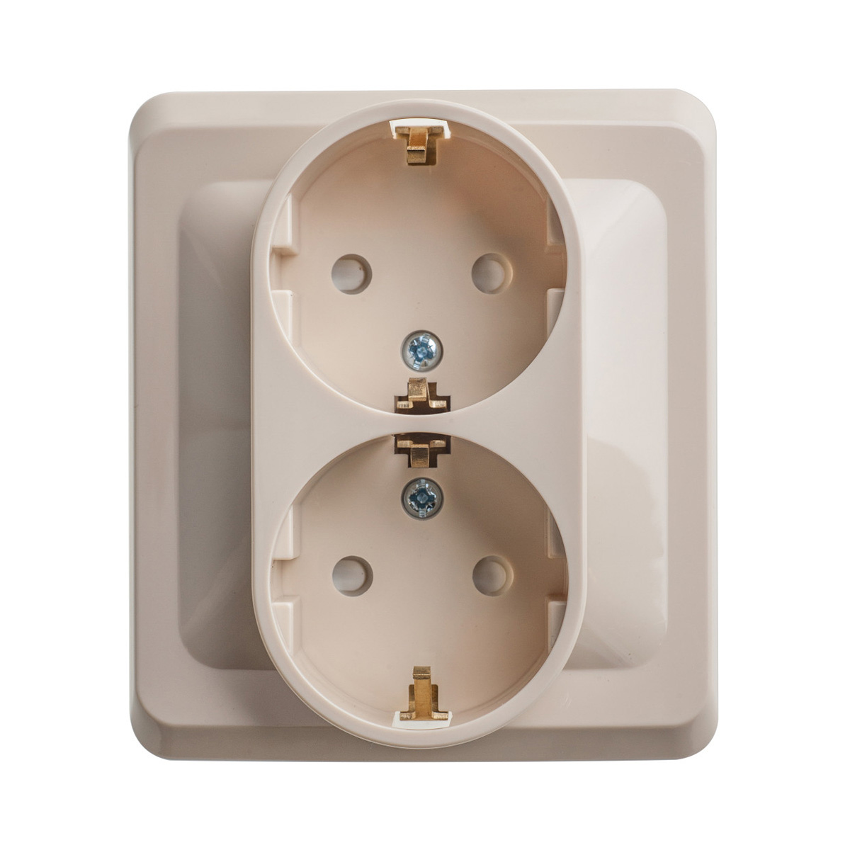 Розетка "этюд" 2-х местн. с заземл, с шторками 16а, кремовый (1/15/90) "schneider"