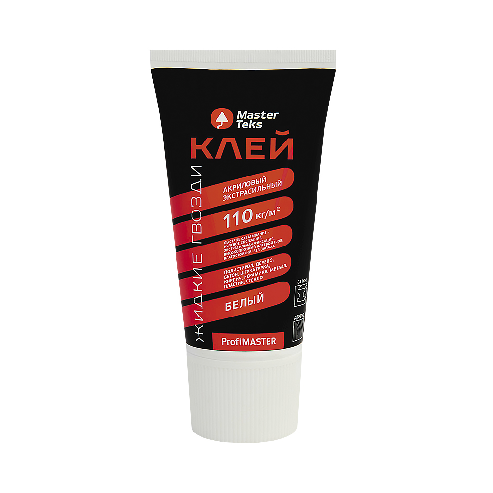 Клей "profimaster" акрил. экстрасильный 200 г белый (110 кг/м2) (1/12) "masterteks"