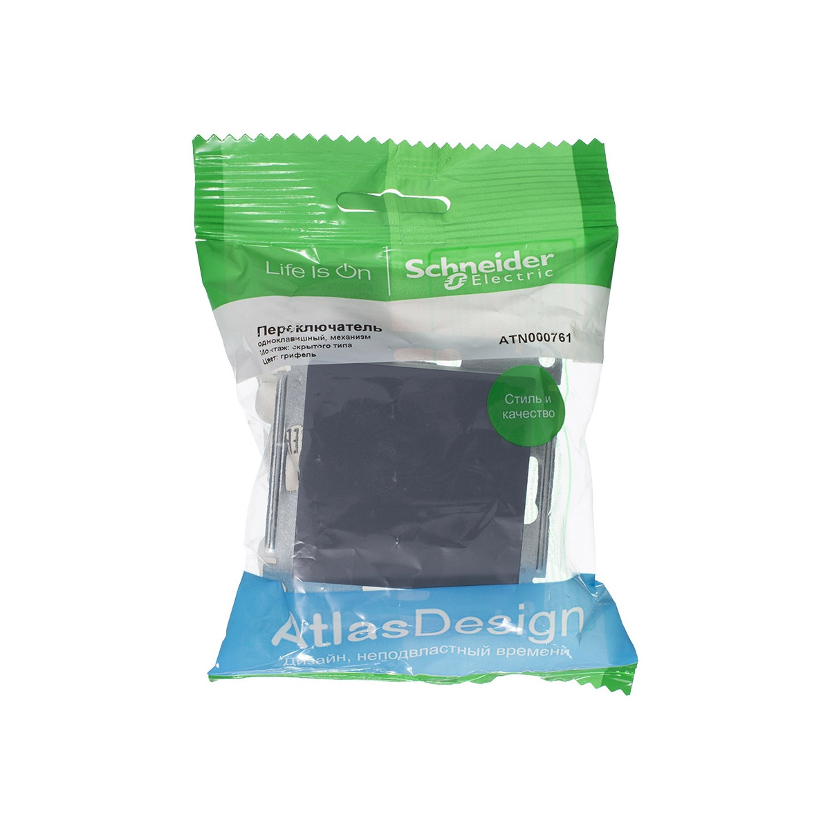 Переключатель "atlasdesign" 1 кл. (механизм) 10а, грифель (1/10/60) "schneider"
