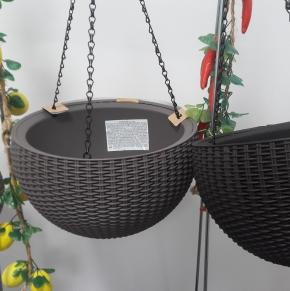 Подвесное кашпо под ротанг (Keter Rattan Hanging) мокко