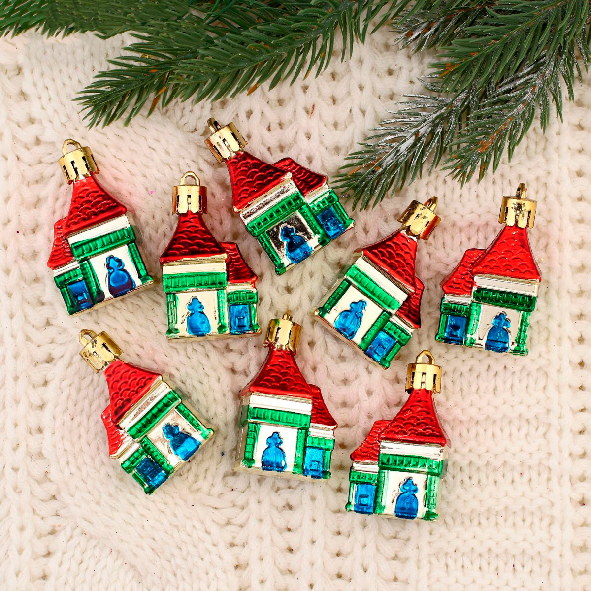 Украшение новогоднее "зимний домик" (набор 8 шт.) 6*4*3 см "зимнее волшебство"  4962694