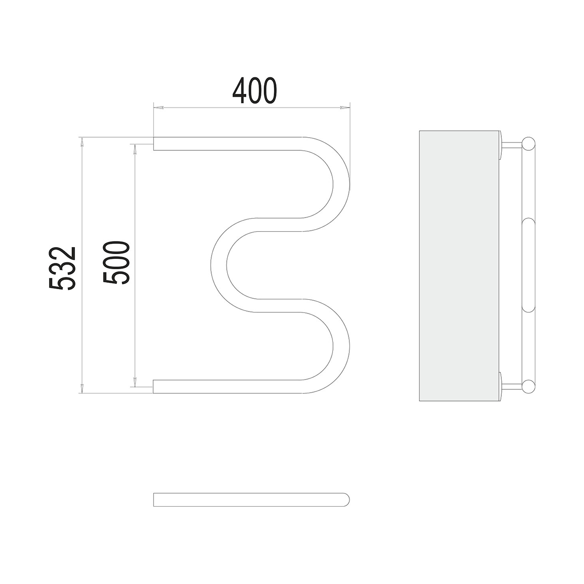 Полотенцесушитель водяной "aisi" м-образный 500*400 (хром) "terminus"
