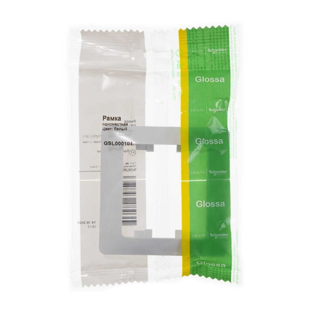Рамка "glossa" 1 местн. универс., белый (1/45/270) "schneider"