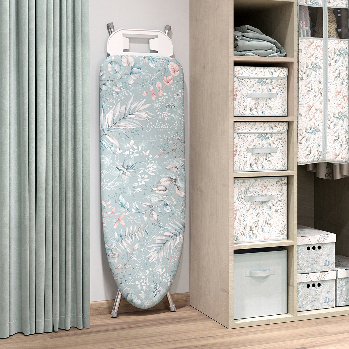 Чехол для гладильной доски "botanic blue" 130 х 47 см (1/30) "valiant" bt-bl13047-l