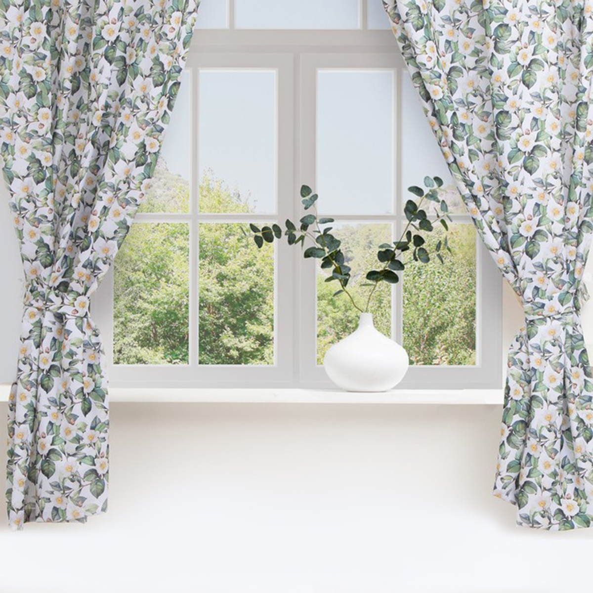 Шторы для кухни "сamellia" 145*180 см компл. 2 шт. с подхватами (1) "этель" 7183000