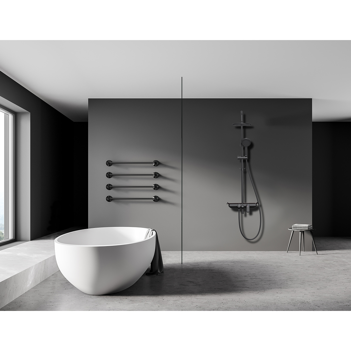 Душевая система "tropic" lm7012bl  верх. душ "тропич. дождь", поворотн. излив (черн.) (1/3) "lemark"