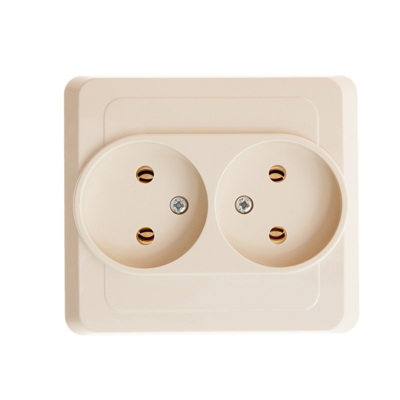 Розетка "этюд" 2-х местн. 16а, кремовый (1/20/120) "schneider"