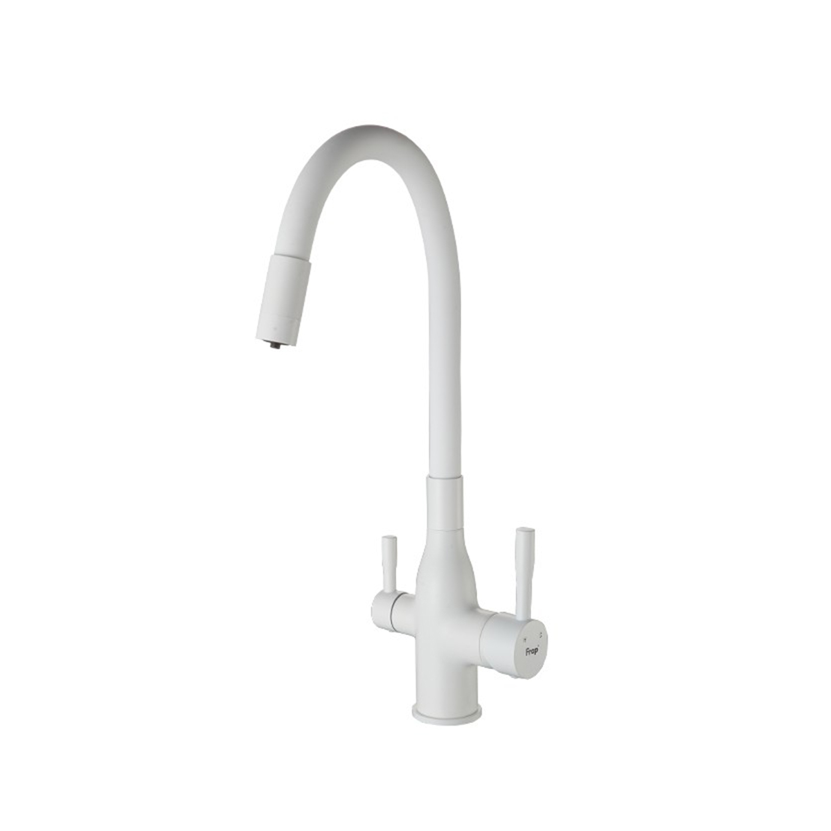 Смеситель для кухни f4396-8 гибкий излив, подключ. к фильтру питьев. воды, белый (1/10) "frap"