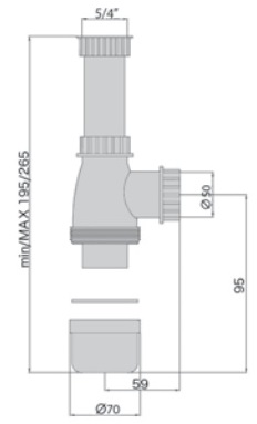 Сифон для мойки с накидной гайкой 1"1/2х50мм M0462 MIANO