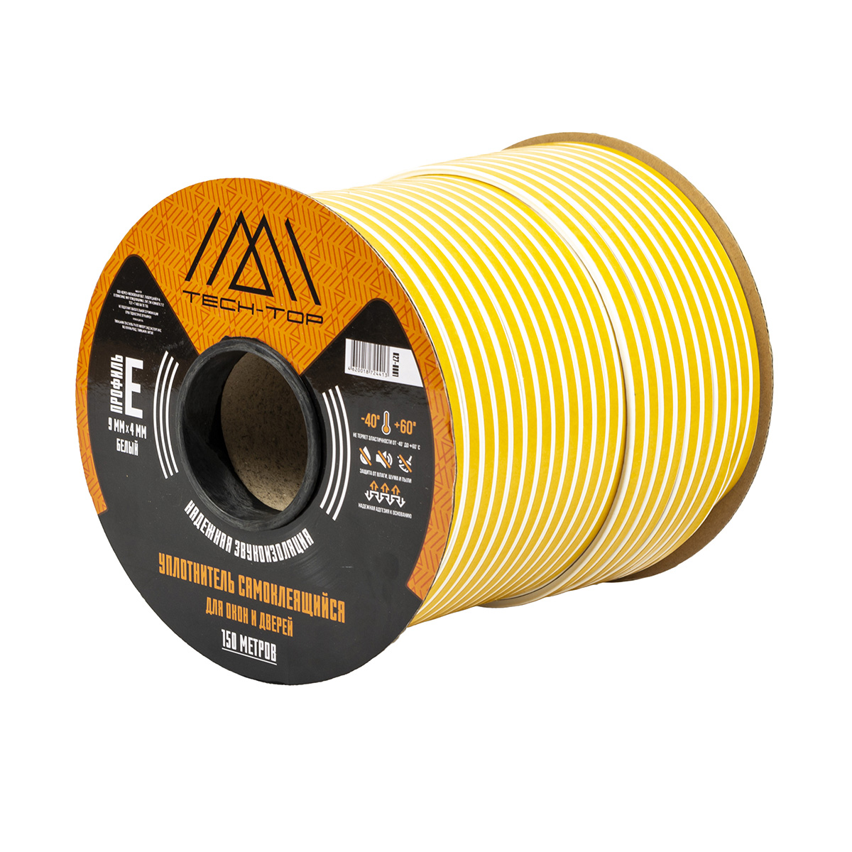 Уплотнитель e 9 х 4 мм белый бухта 150 м (1/8) "tech-top"