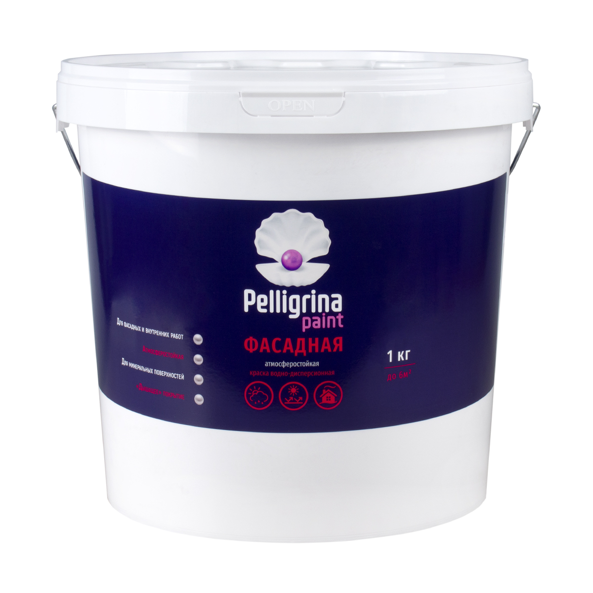 Краска акрил. фасадная белоснежная 25 кг (1) "pelligrina paint"