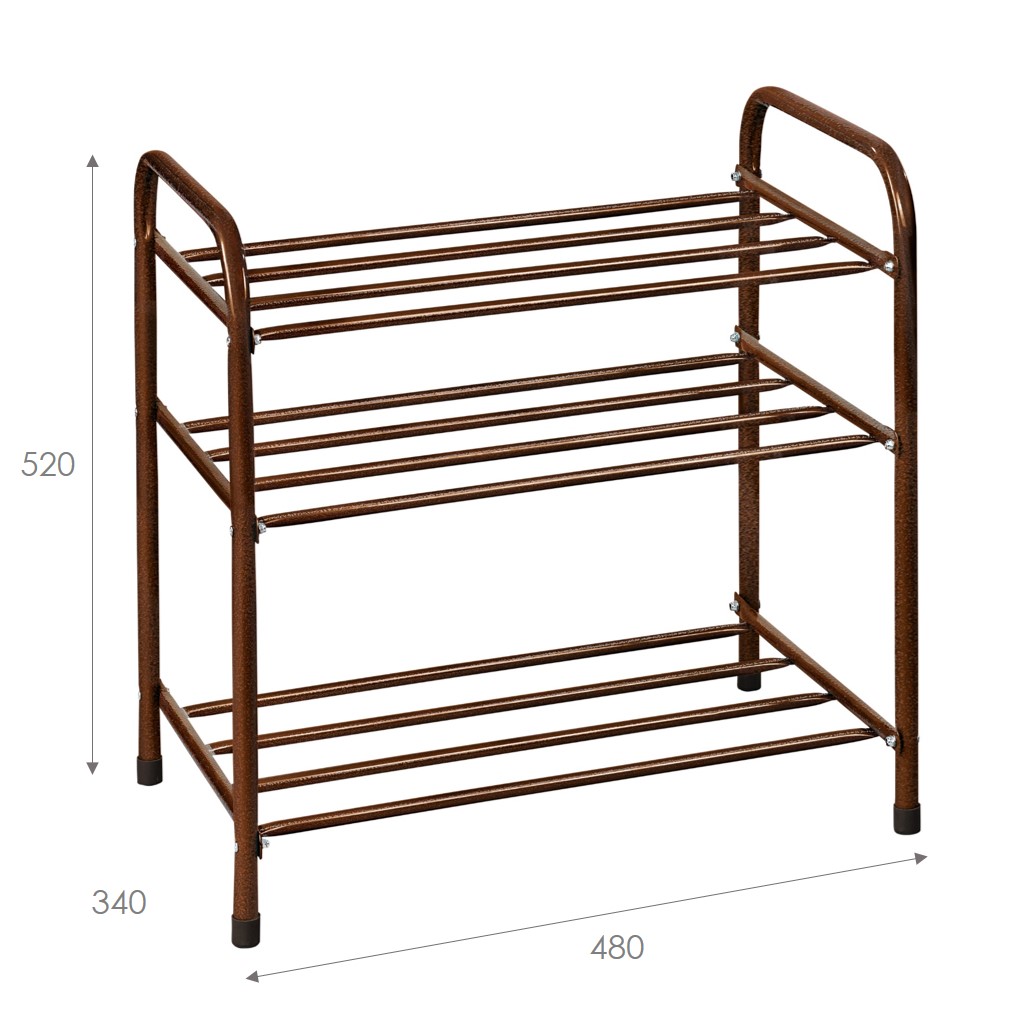 Этажерка для обуви 3-х  ярусная (коричневый)  (1) "виолет"