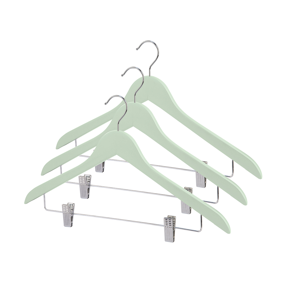 Вешалки для одежды дерев. "jardin" с перекл. и клипсами (3 шт.) зеленые (1/32) "valiant" jr-16602s