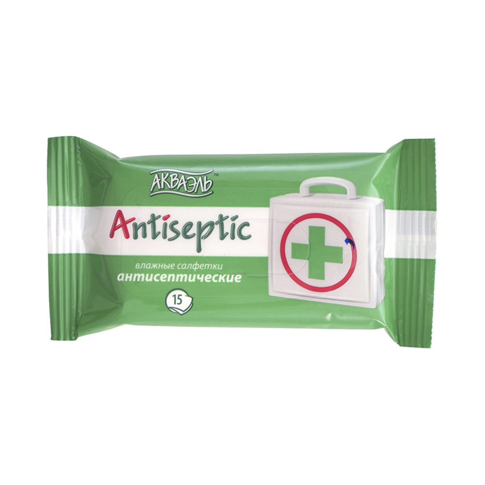 Салфетки влажные антисептич. "aquaelle  antiseptic" упак. 15 шт. (36)