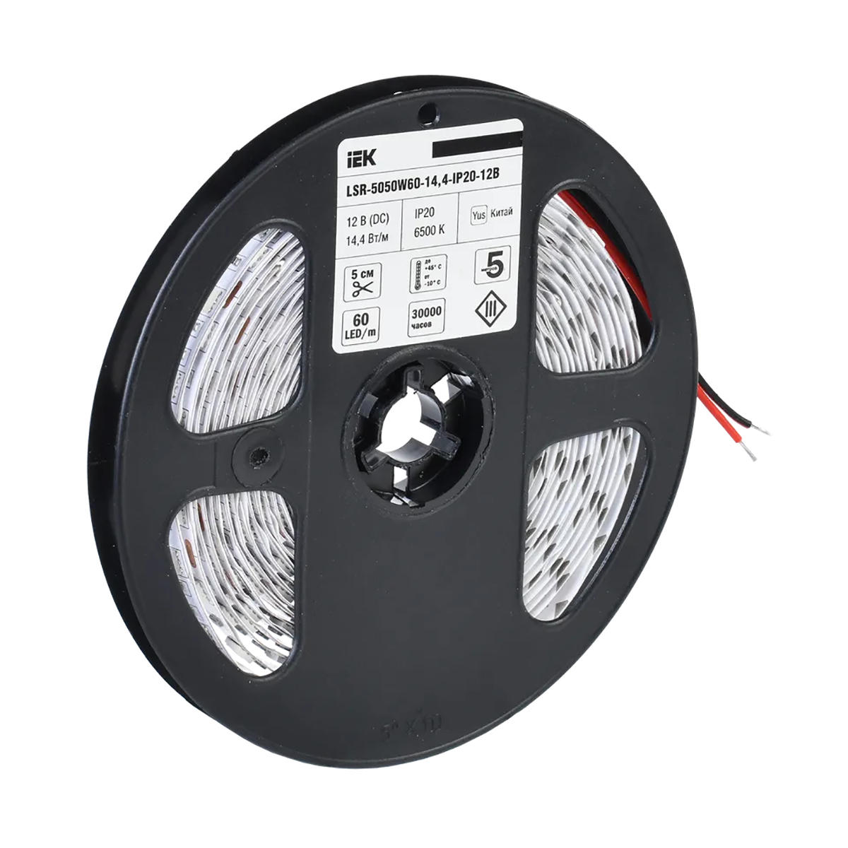 Лента светодиодная (led) lsr-5050w60-14,4-ip20-12в, 6500 к, 5 м холод. свет (1/20) "iek"