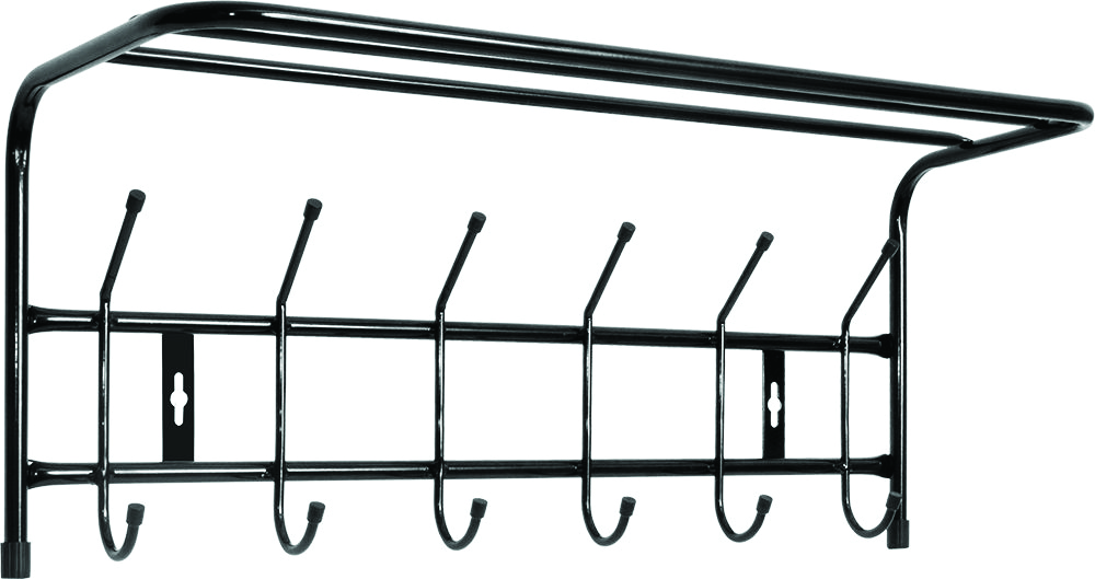 Вешалка настенная с полкой (6 крючков) 60,5 х 26,5 х 24,5 см черный (1/5) вп6/ч  "ника"