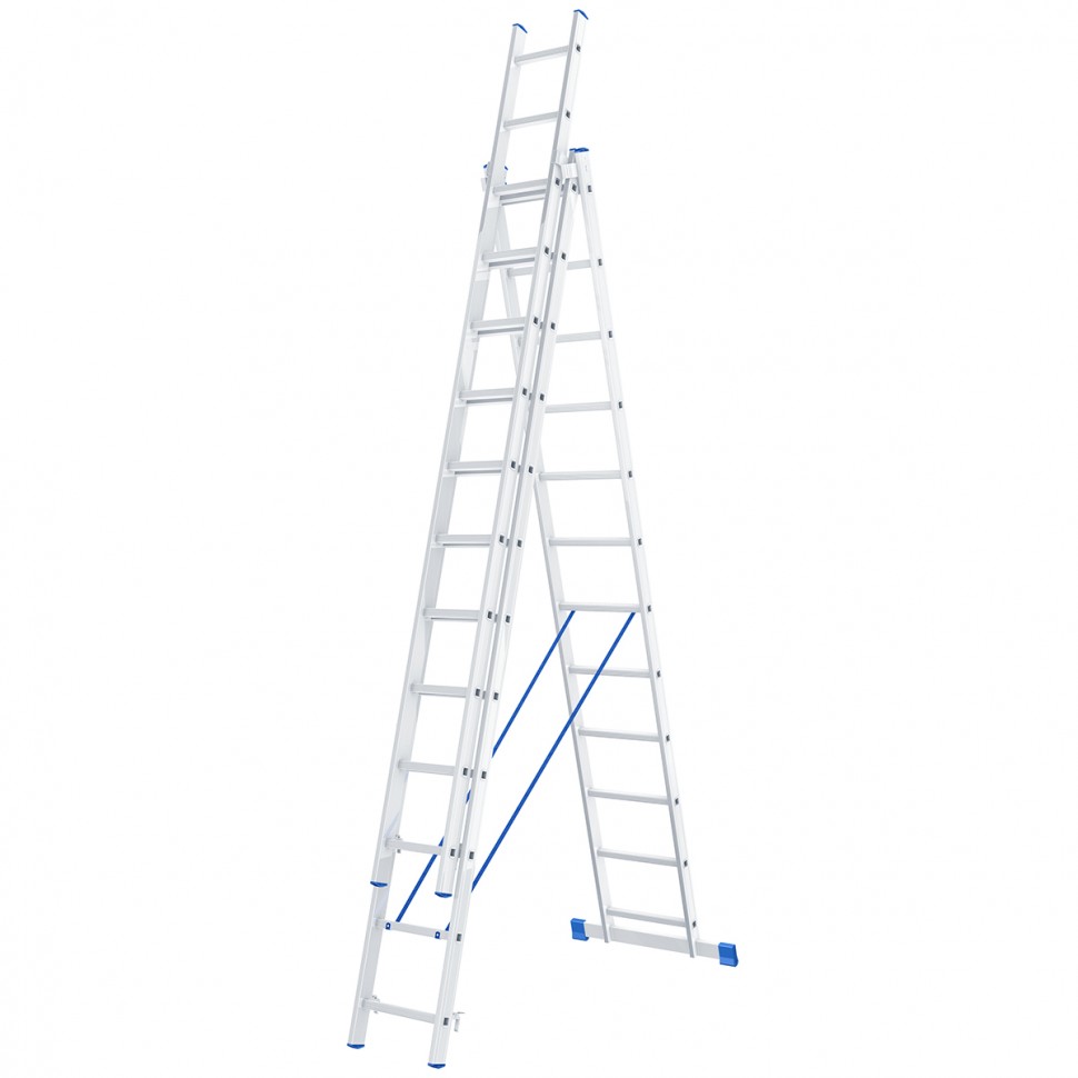 Лестница, 3 х 12 ступеней, алюминиевая, трехсекционная, Сибртех (97822)