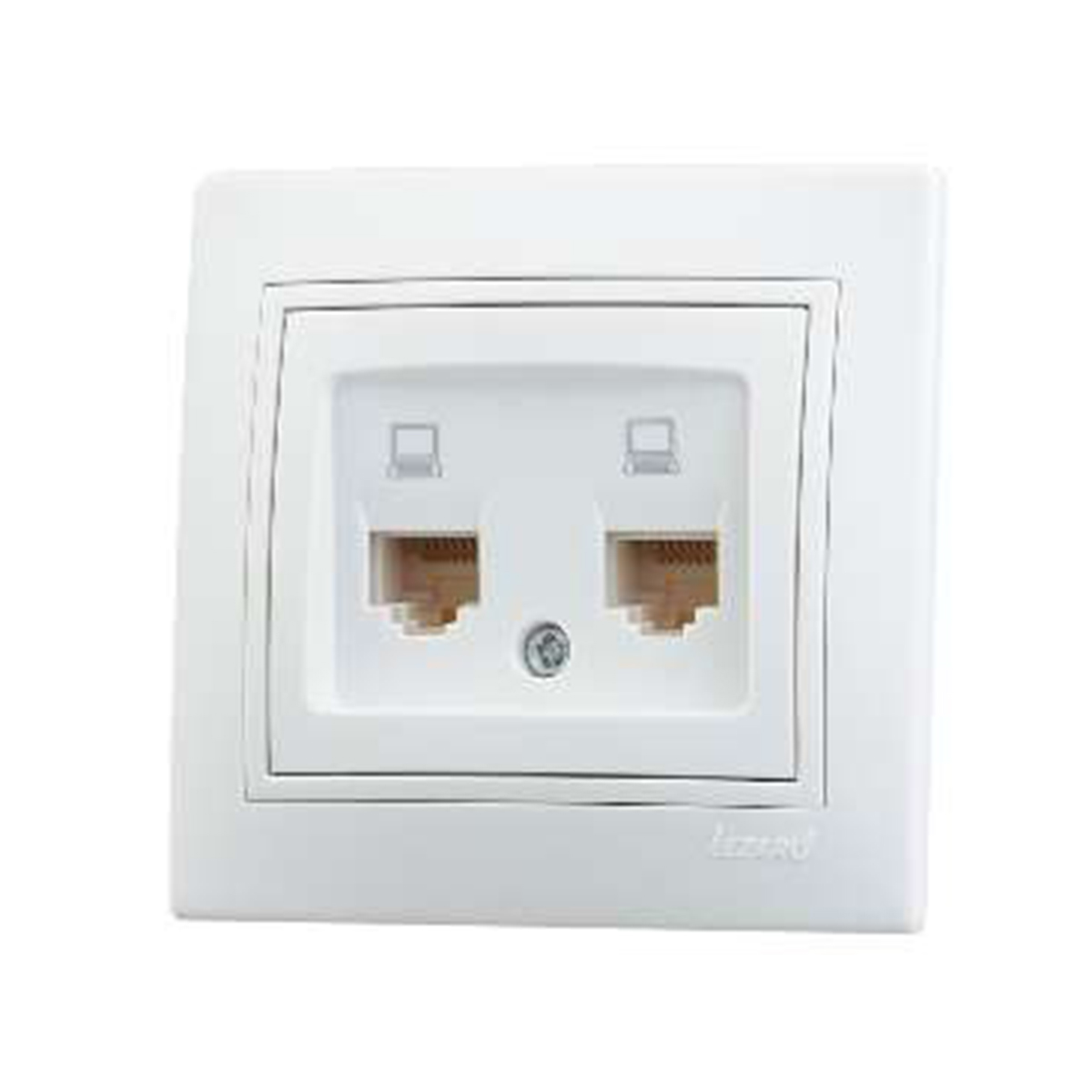 Розетка компьютерная "mira" 2-х местн., белый (1/10/120) "lezard" 701-0202-141
