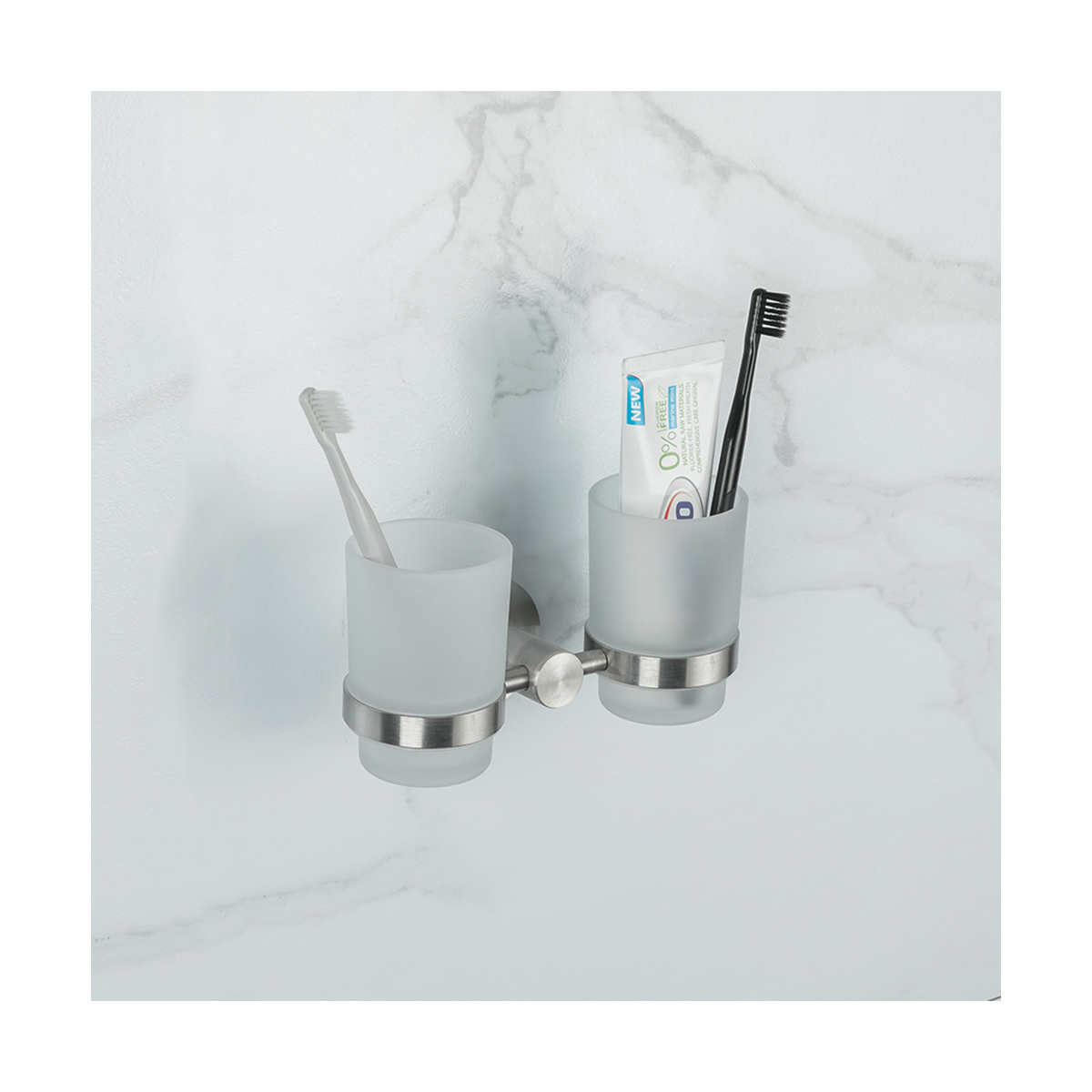 Стаканы для ванной комнаты 2 шт. с держателем f30108 (нерж.сталь), сатин (1/20) "frap"