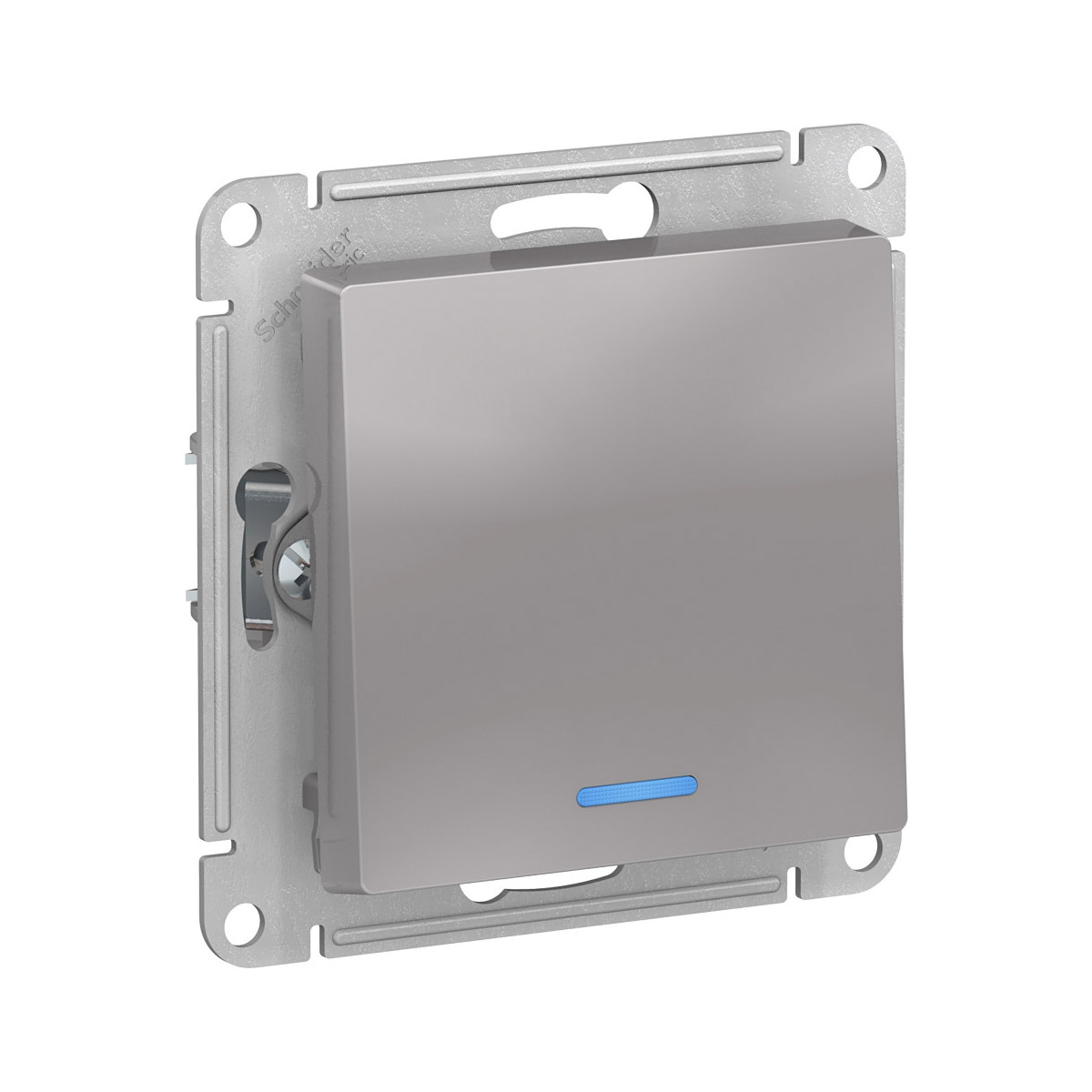 Выключатель "atlasdesign" 1 кл. с индикатором (механизм) 10а, алюминий (1/10/60) "schneider"