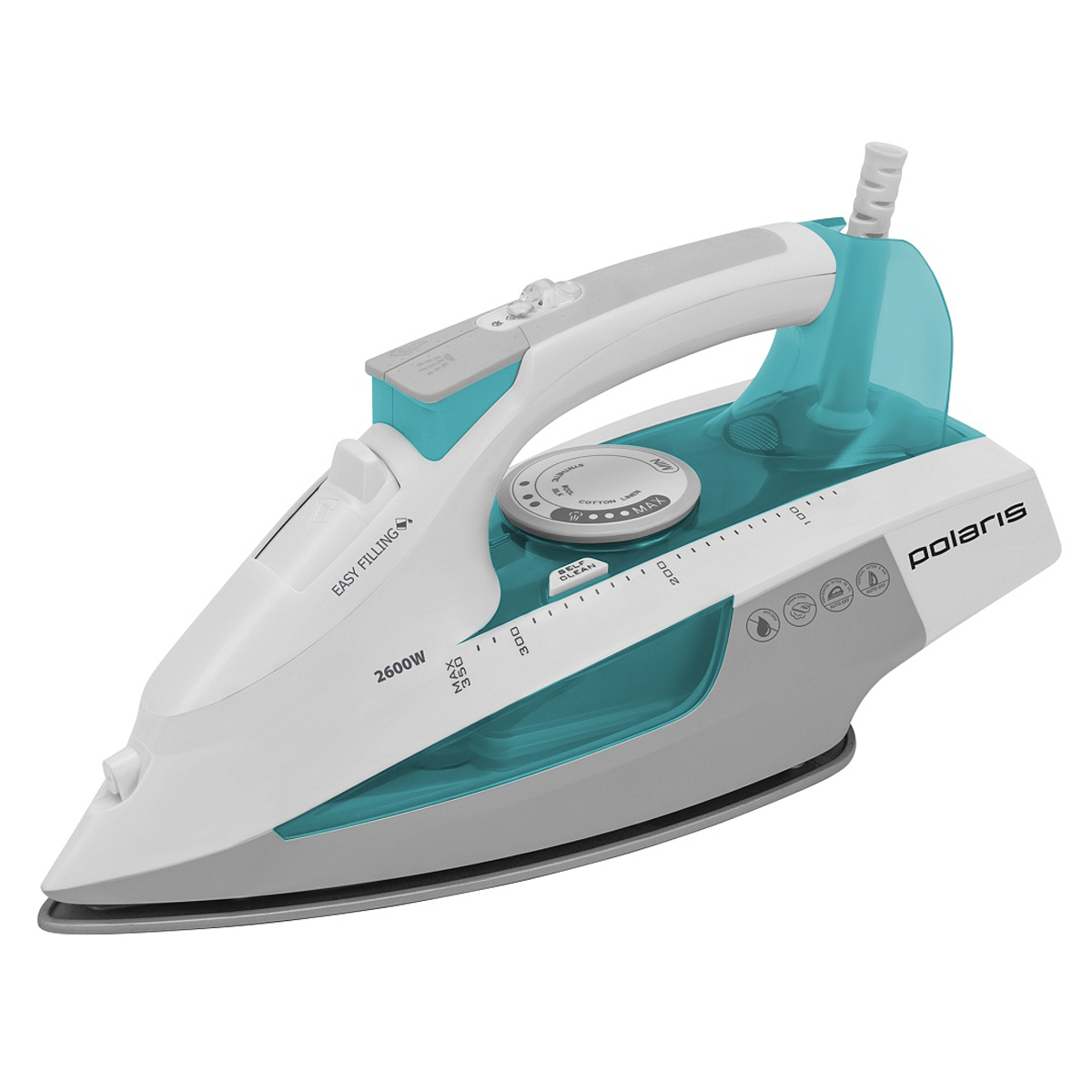Утюг pir 2695ak 3m 2600 вт подошва керамич. (белый/аквамарин) (1/6) "polaris"