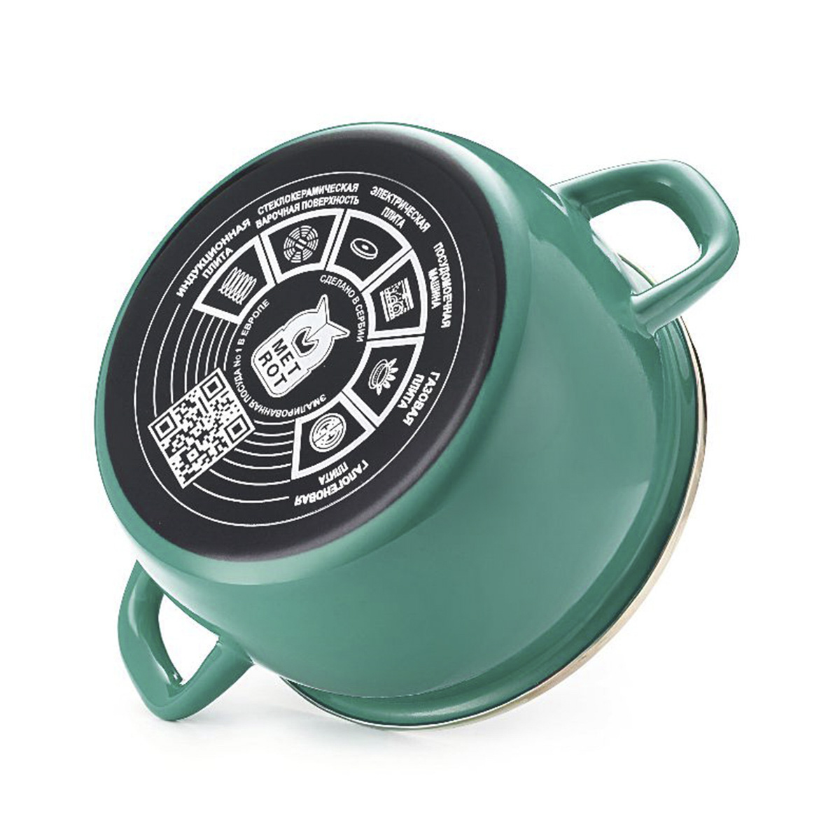 Кастрюля эмалиров. "solo" 2,4 л, 16 см металл. крышка (1/8) "metrot"