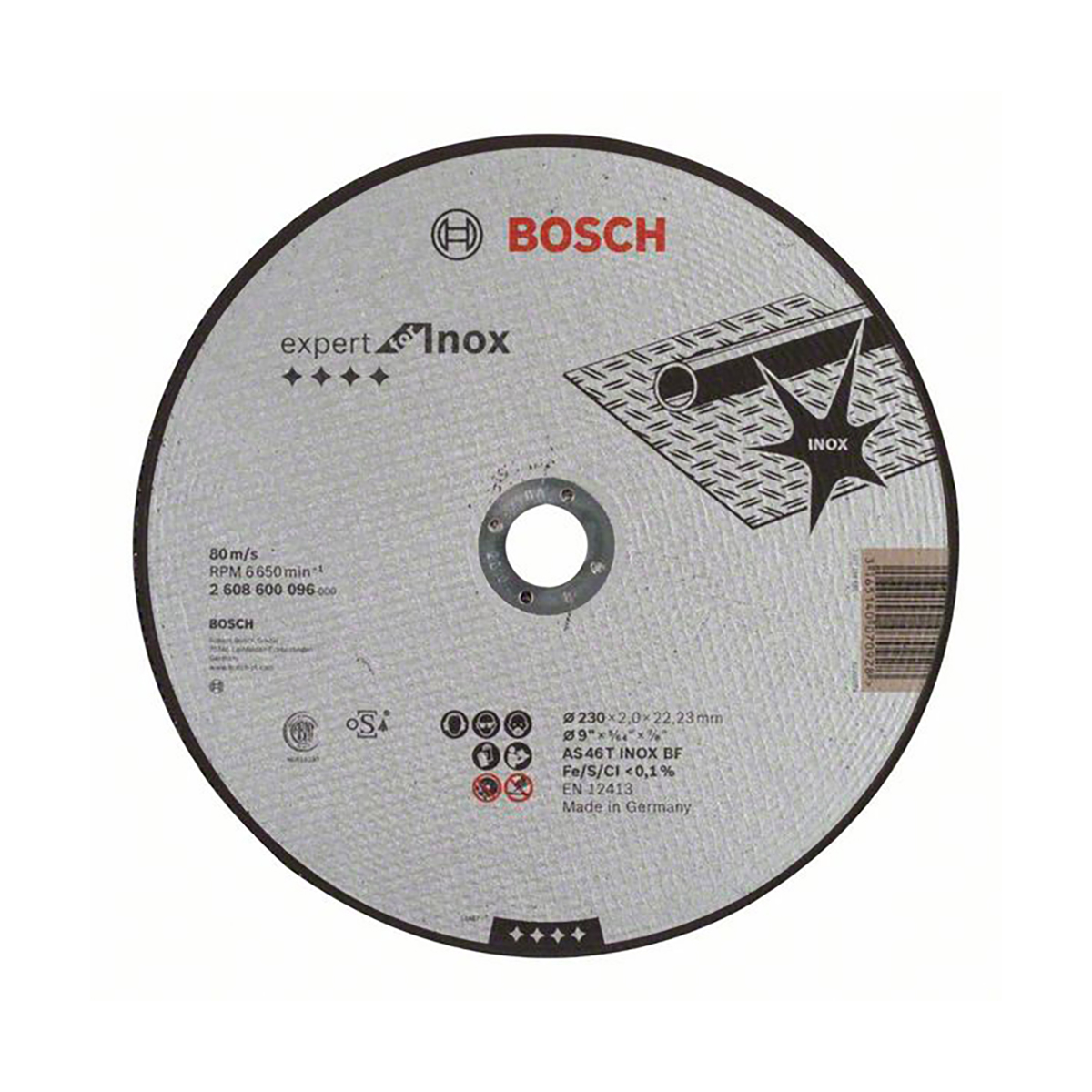 Круг отрезной по нерж. стали "expert for inox" 230 х 2,0 х 22,2 мм (1) "bosch" 2608600096