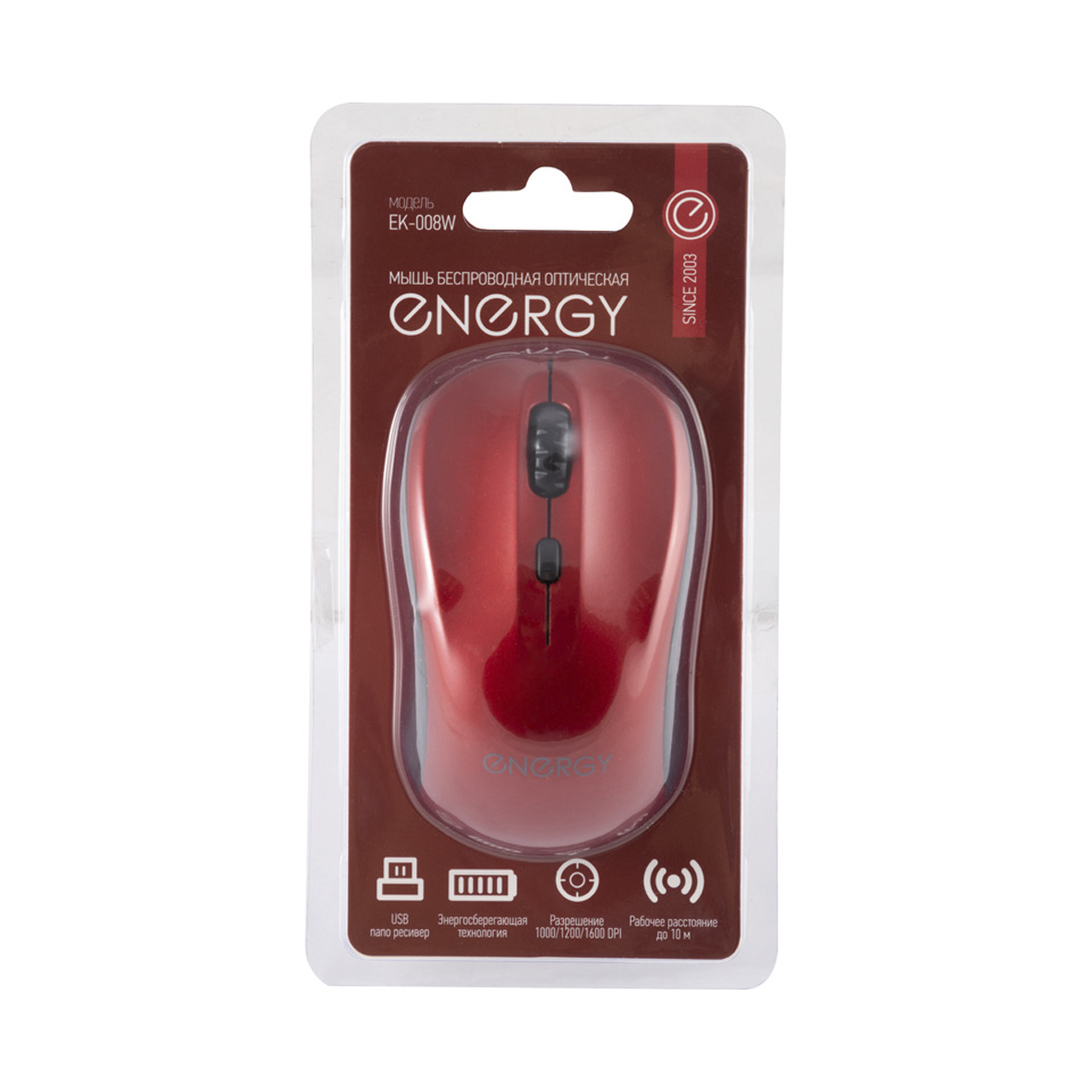 Мышь беспроводная оптическая ek-008w (черный/красный) (1/60) "energy"