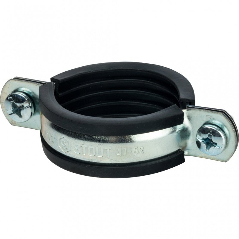 Хомут с шпилькой и дюбелем 1"1/2 (⌀47-52) STOUT