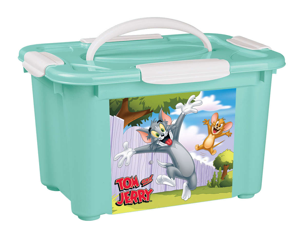 Коробка универс. с ручкой "том и джерри" 283*200*170 мм (зеленый)  (1/16) "бытпласт"