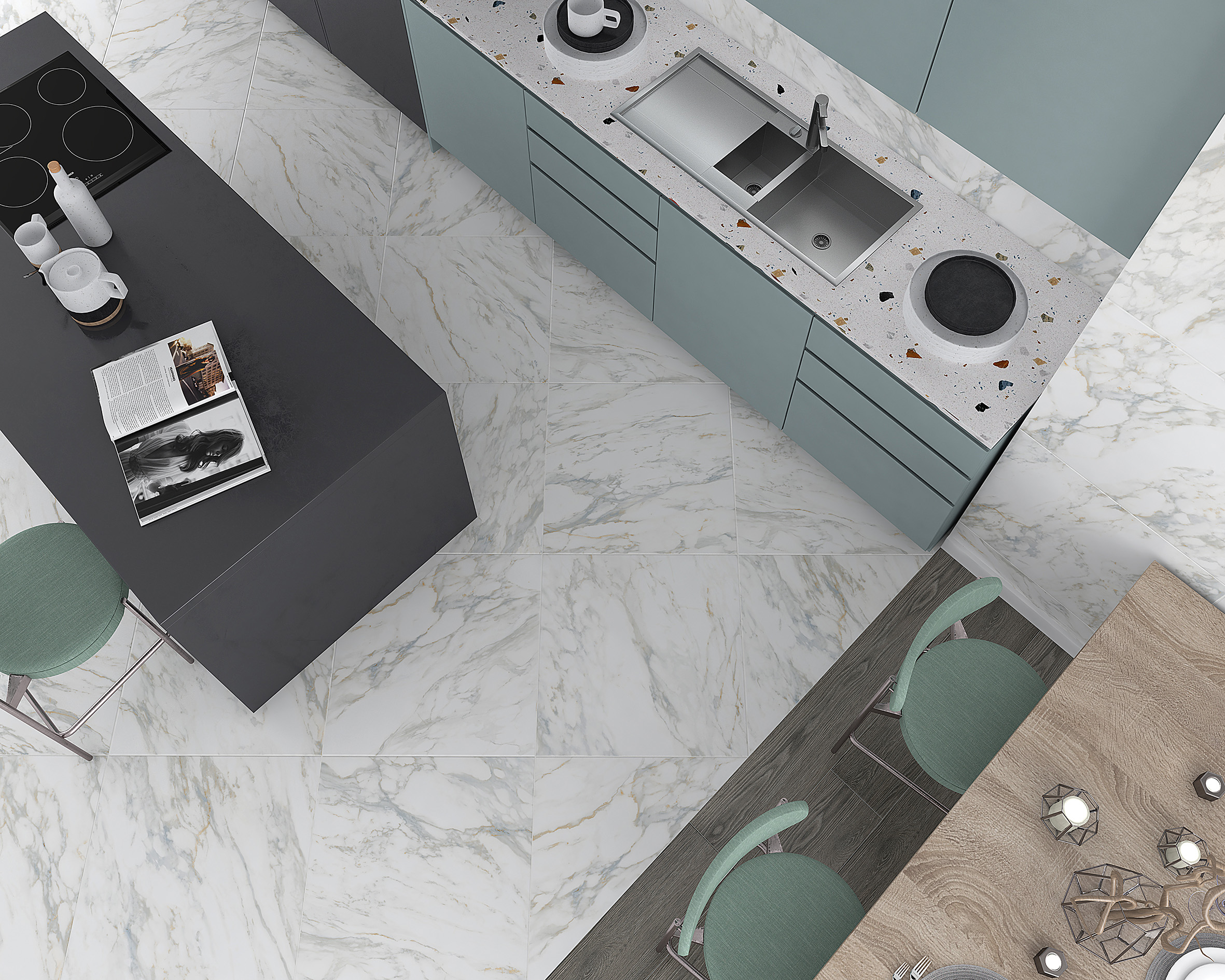 Aurora керамогранит белый обрезной 59,50x59,50