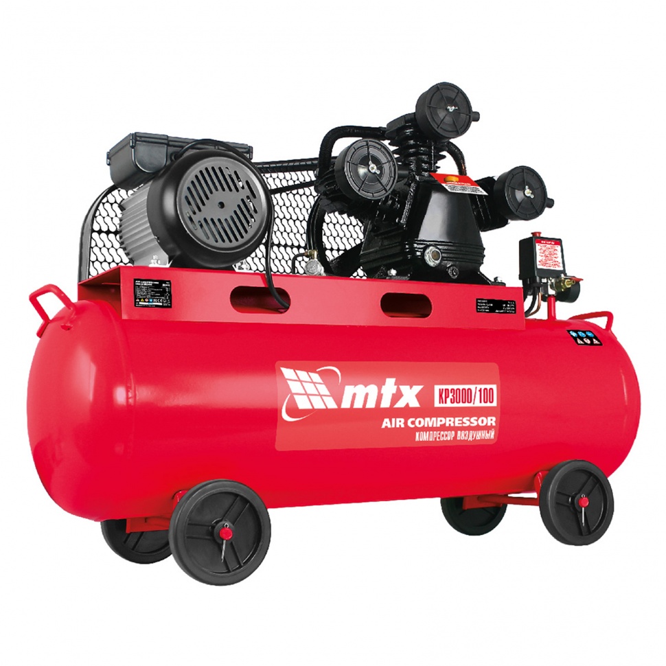 Компрессор воздушный ременный привод КР3000/100  3,0 кВт, 100 литров, 510 л/мин МТХ (58048)