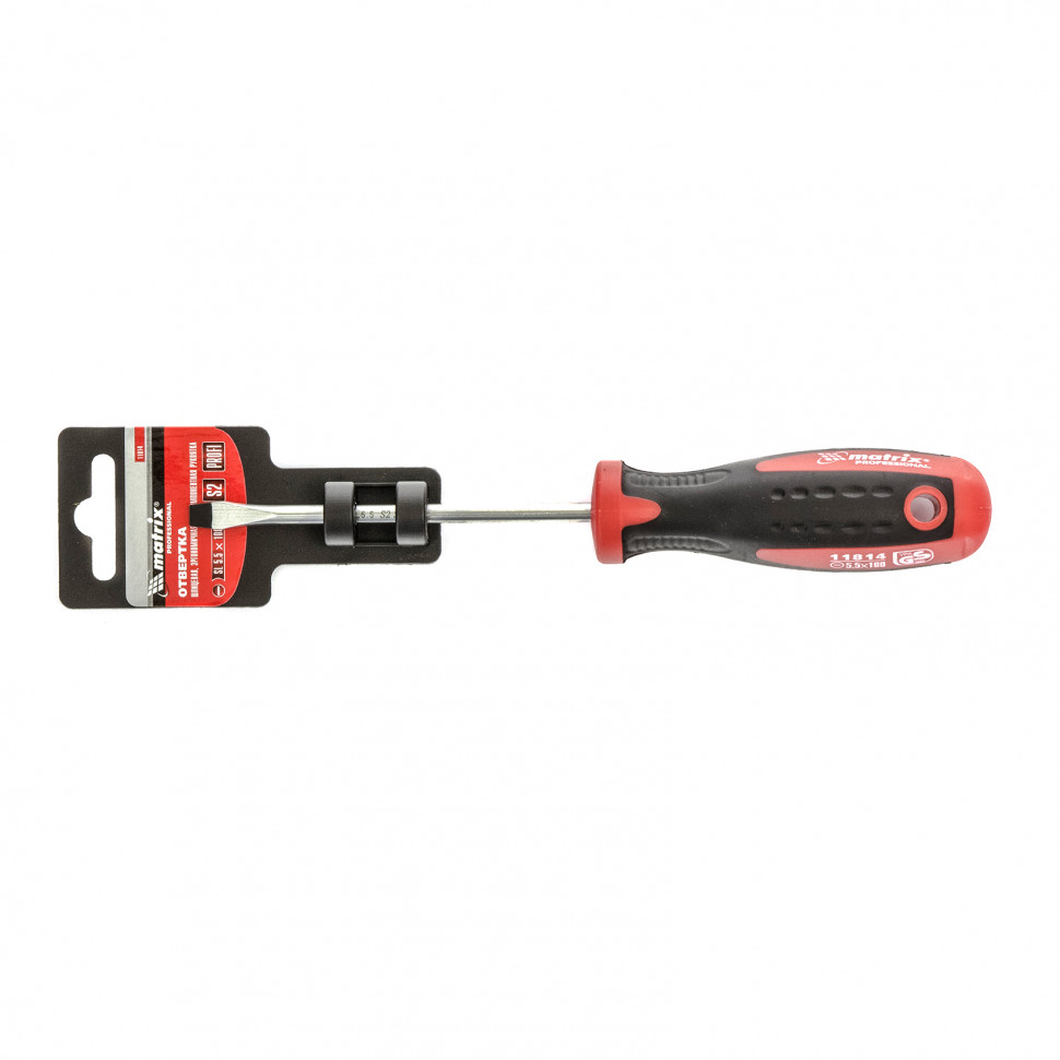 Отвертка Profi, SL5.5 х 100 мм, S2, двухкомпонентная рукоятка Matrix (11814)
