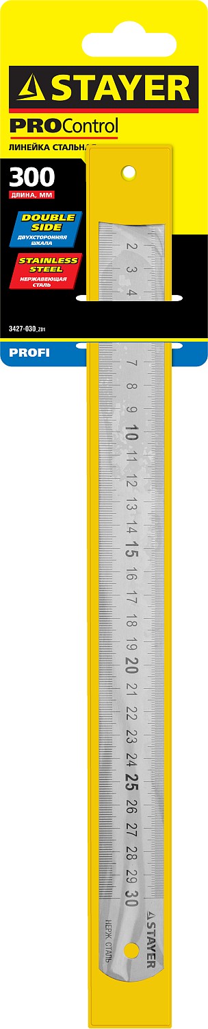 STAYER длина 0.3 м, нержавеющая линейка, Professional (3427-030)